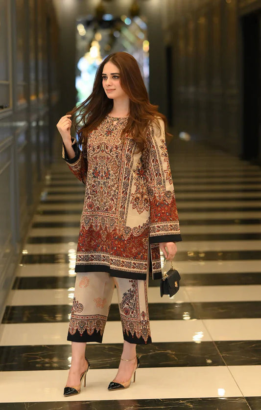 Skin Brown Vintage Digital Printed CO-ORD Set