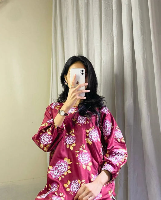 GULAB PRINT 2PCS (mehroon)