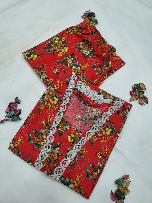 Stitched 2-Piece Set with Elegant Lace Detailing – Long Length Outfit