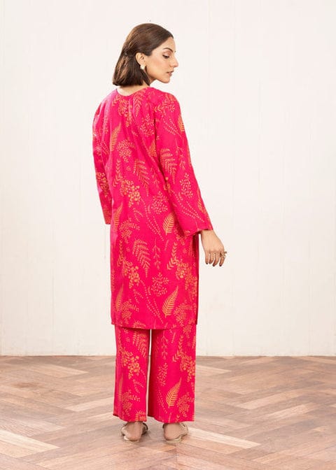 Floral Leaf Print Stitched 2Pcs (gajri)