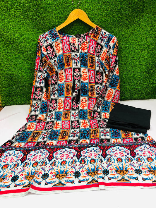 Stitched 2-Piece Set Digital Printed Air Line Froq Outfit