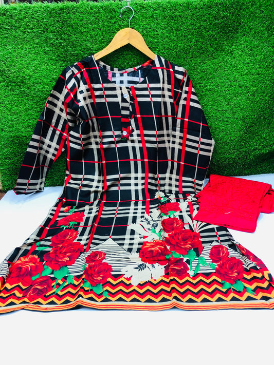 Stitched 2-Piece Set Digital Printed Air Line Froq Outfit