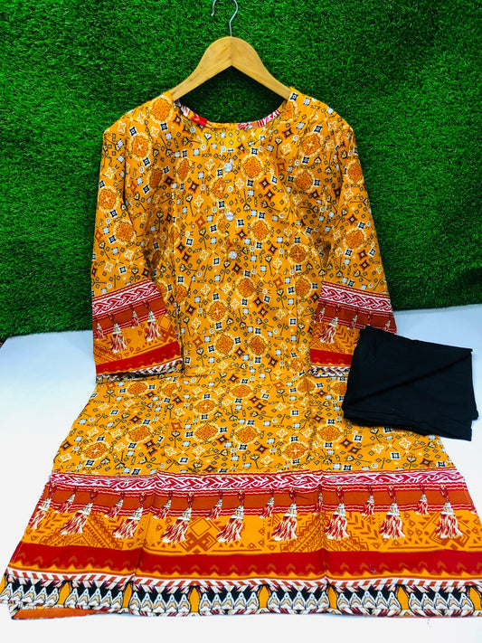 Stitched 2-Piece Set Digital Printed Air Line Froq Outfit