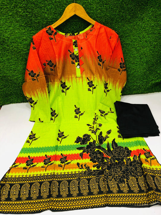 Stitched 2-Piece Set Digital Printed Air Line Froq Outfit