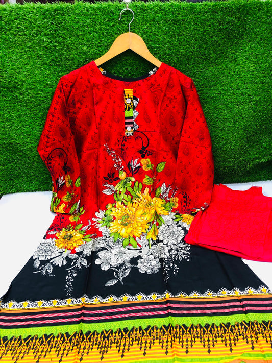 Stitched 2-Piece Set Digital Printed Air Line Froq Outfit