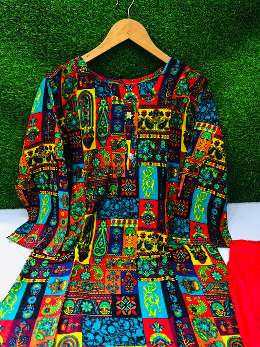 Stitched 2-Piece Set Digital Printed Outfit