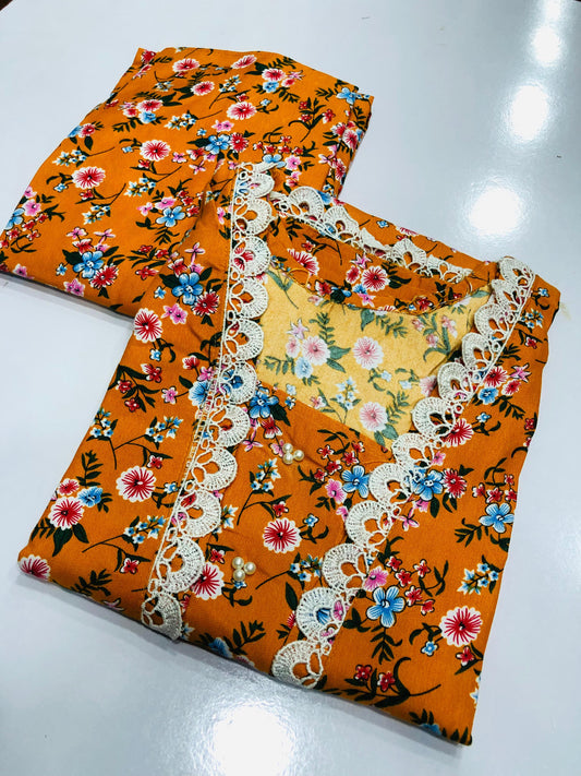 Stitched 2-Piece Set with Elegant Lace Detailing