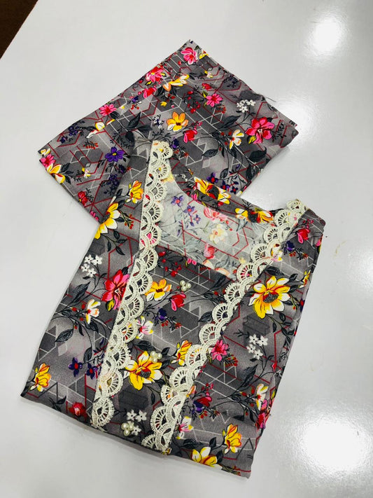 Stitched 2-Piece Set with Elegant Lace Detailing