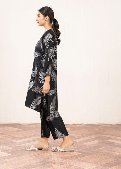 Big Leaf design Stitched 2Pcs (black)
