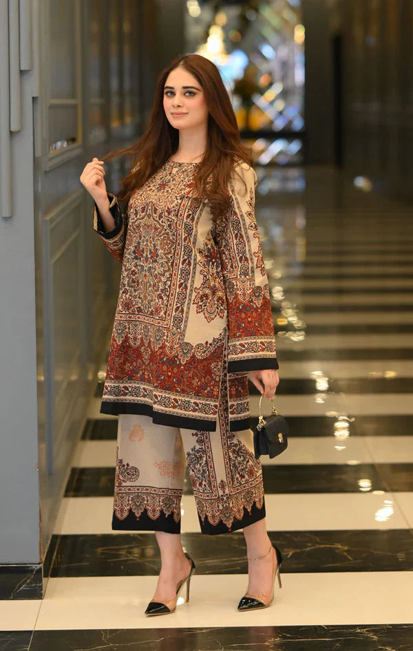 Skin Brown Vintage Digital Printed CO-ORD Set