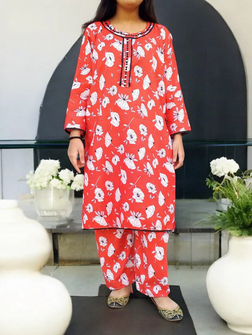 Stitched 2-Piece Set with Elegant Lace Detailing