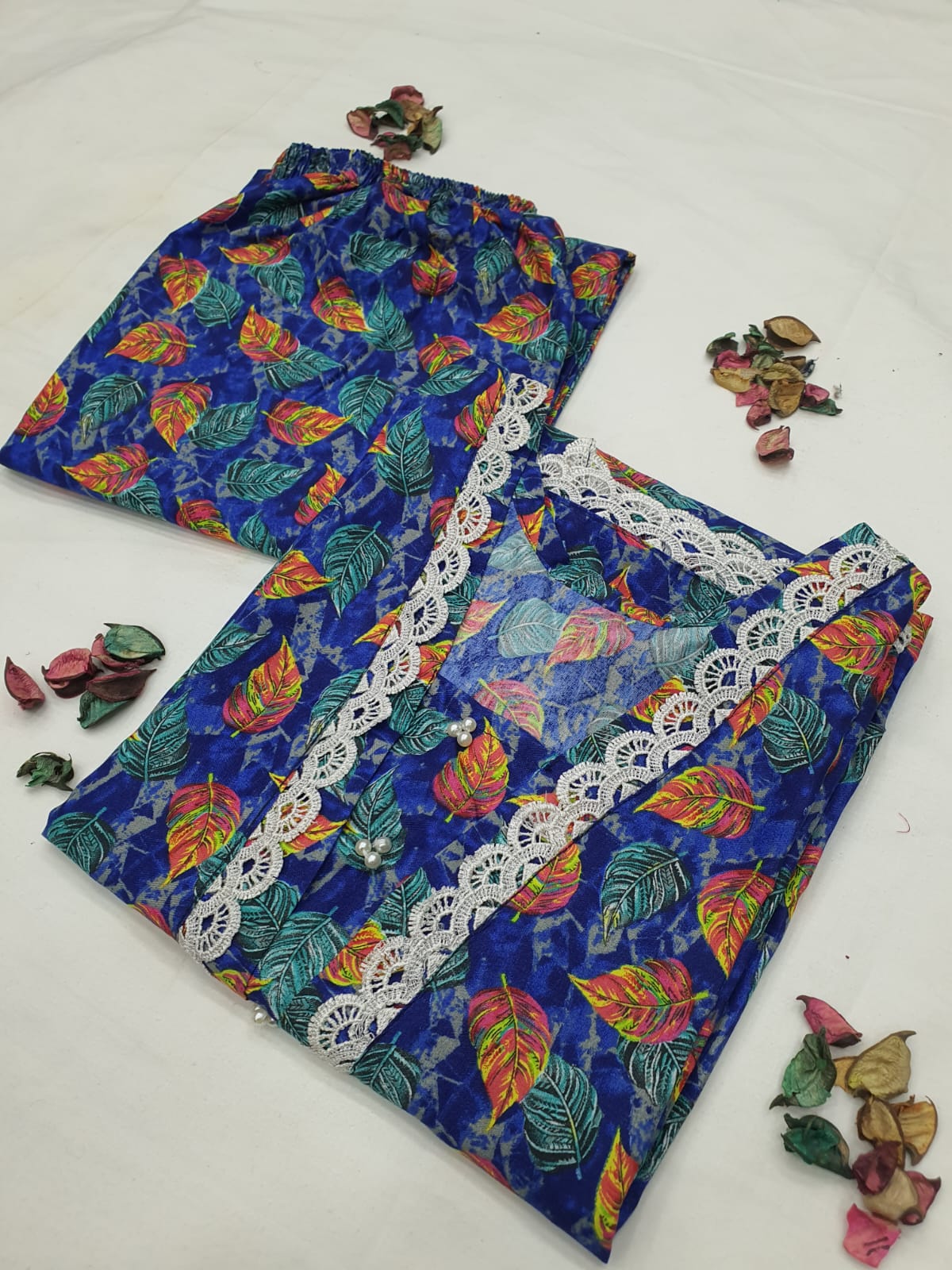 Stitched 2-Piece Set with Elegant Lace Detailing – Long Length Outfit