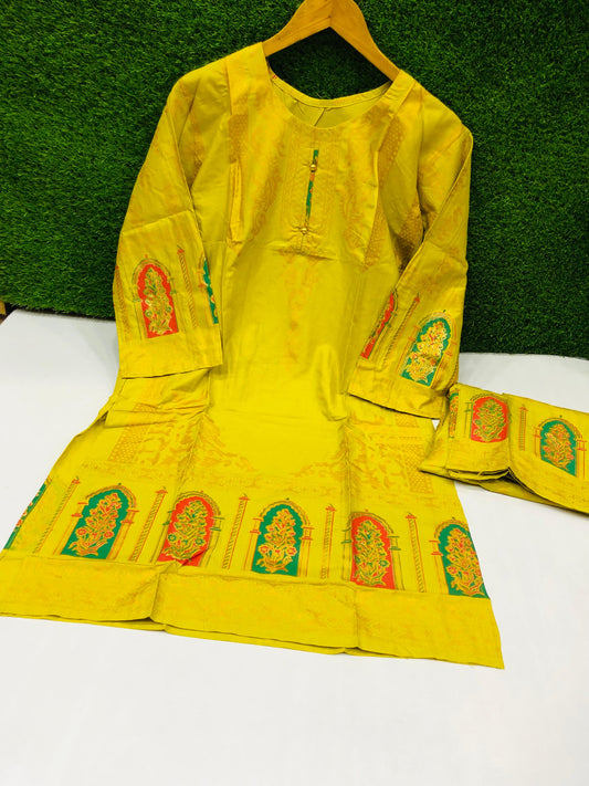 3D Stitched 2-Piece Set Outfit (Mendhi)