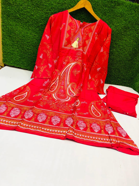 Digital Printed Air Line 2-Piece Outfit – Elegant & Comfortable (Pink)