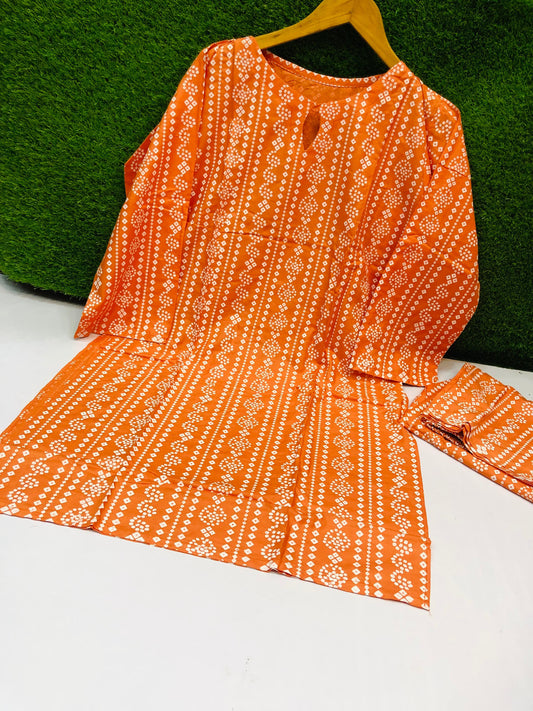 Stitched 2-Piece Set Chunri Outfit (Orange)