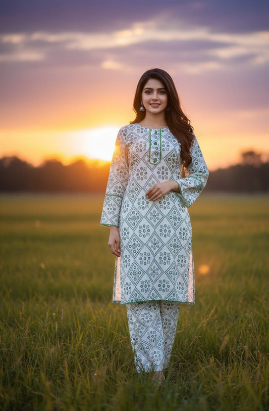 Stitched 2-Piece Set Digital Printed Outfit