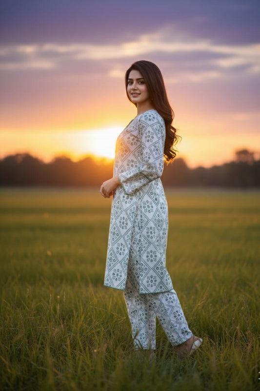 Stitched 2-Piece Set Digital Printed Outfit