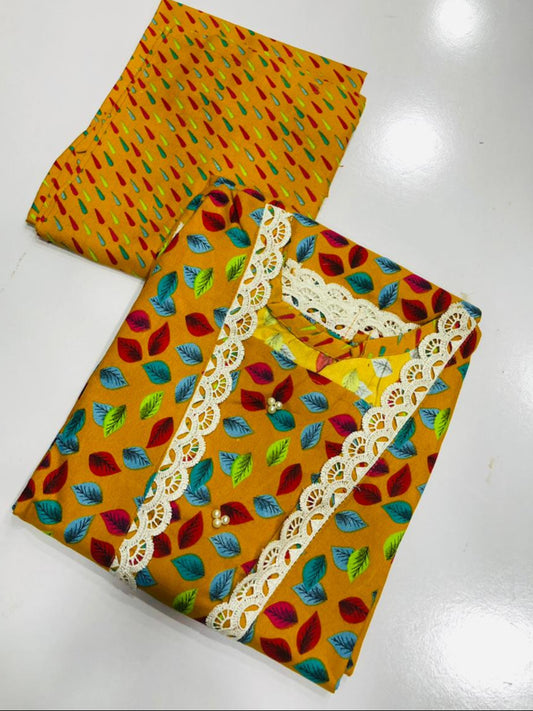 Stitched 2-Piece Set with Elegant Lace Detailing