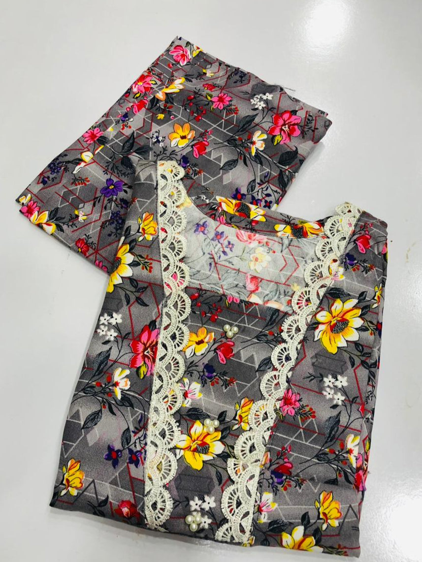 Stitched 2-Piece Set with Elegant Lace Detailing