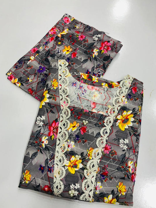 Stitched 2-Piece Set with Elegant Lace Detailing