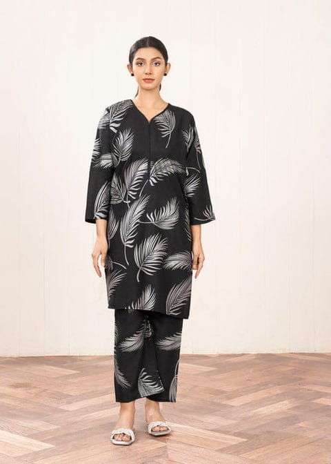 Big Leaf design Stitched 2Pcs (black)