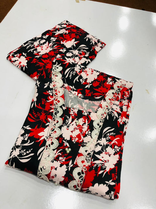 Stitched 2-Piece Set with Elegant Lace Detailing