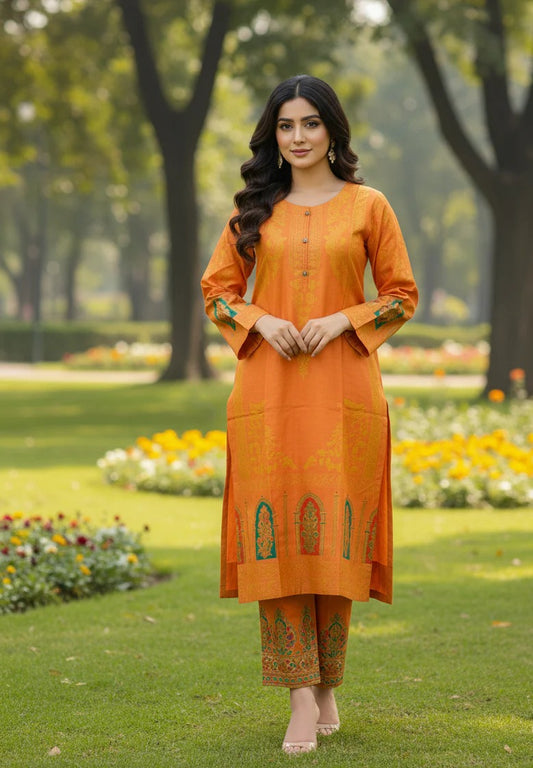 3D Stitched 2-Piece Set Outfit (Orange)