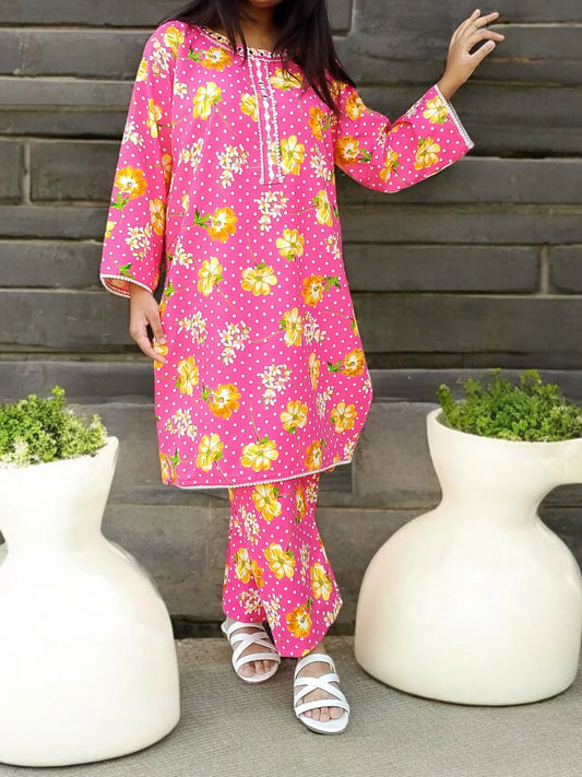 Stitched 2-Piece Set with Elegant Lace Detailing